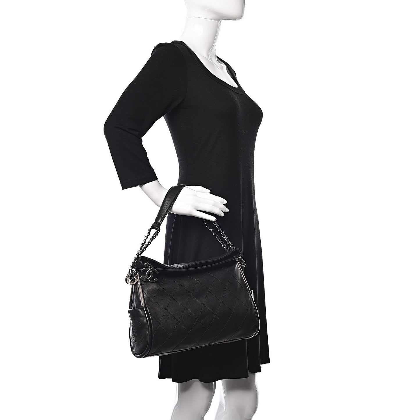 Lambskin Stitched Medium Ultimate Soft Tote Black