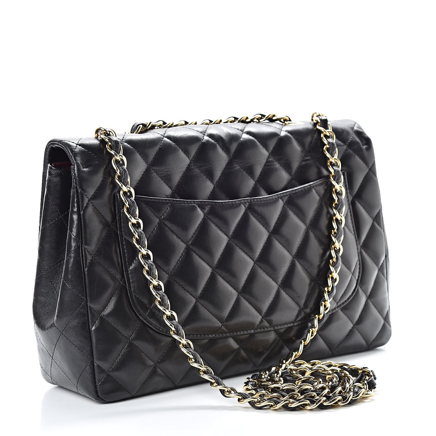 Lambskin Quilted Jumbo Single Flap Black
