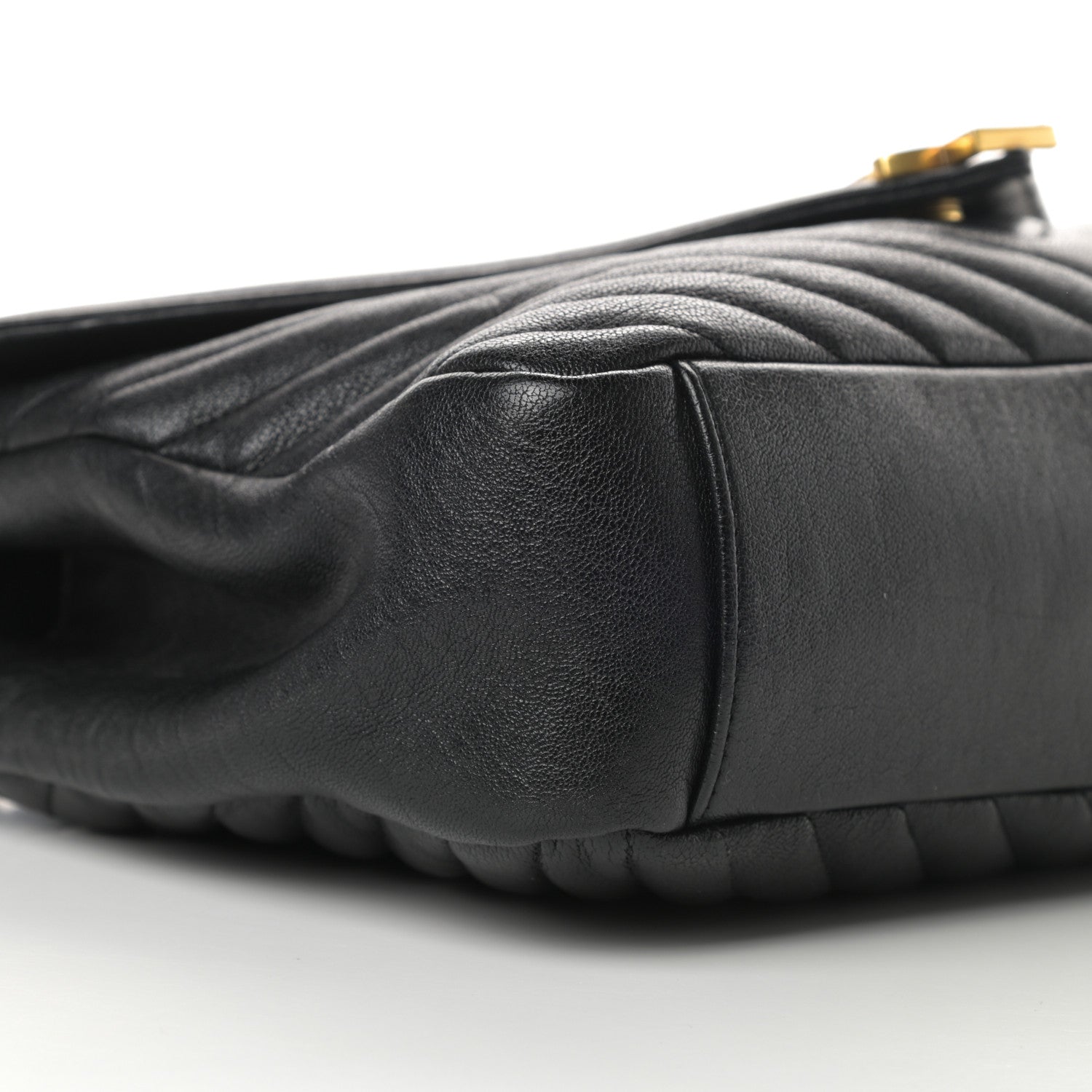 Saint Laurent Sheepskin Matelasse Chevron Monogram Large College Satchel Black 10 of 11
