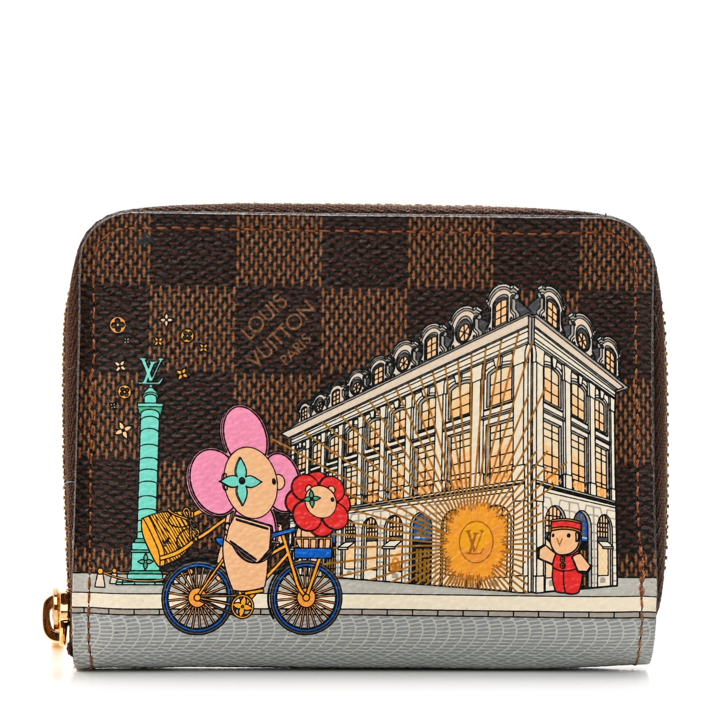 Damier Ebene 2022 Christmas Animation Paris Zippy Coin Purse Pink