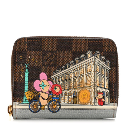 Louis Vuitton Damier Ebene 2022 Christmas Animation Paris Zippy Coin Purse Pink 1 of 7