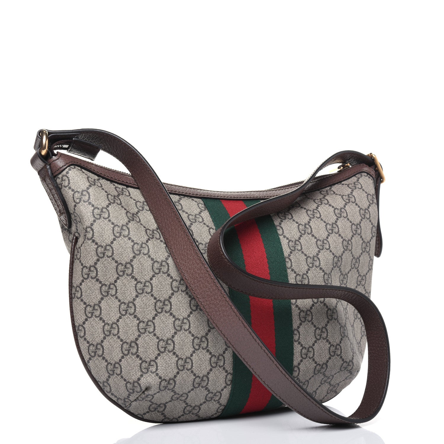 Gucci GG Supreme Monogram Web Small Ophidia Half Moon Hobo Brown 4 of 13