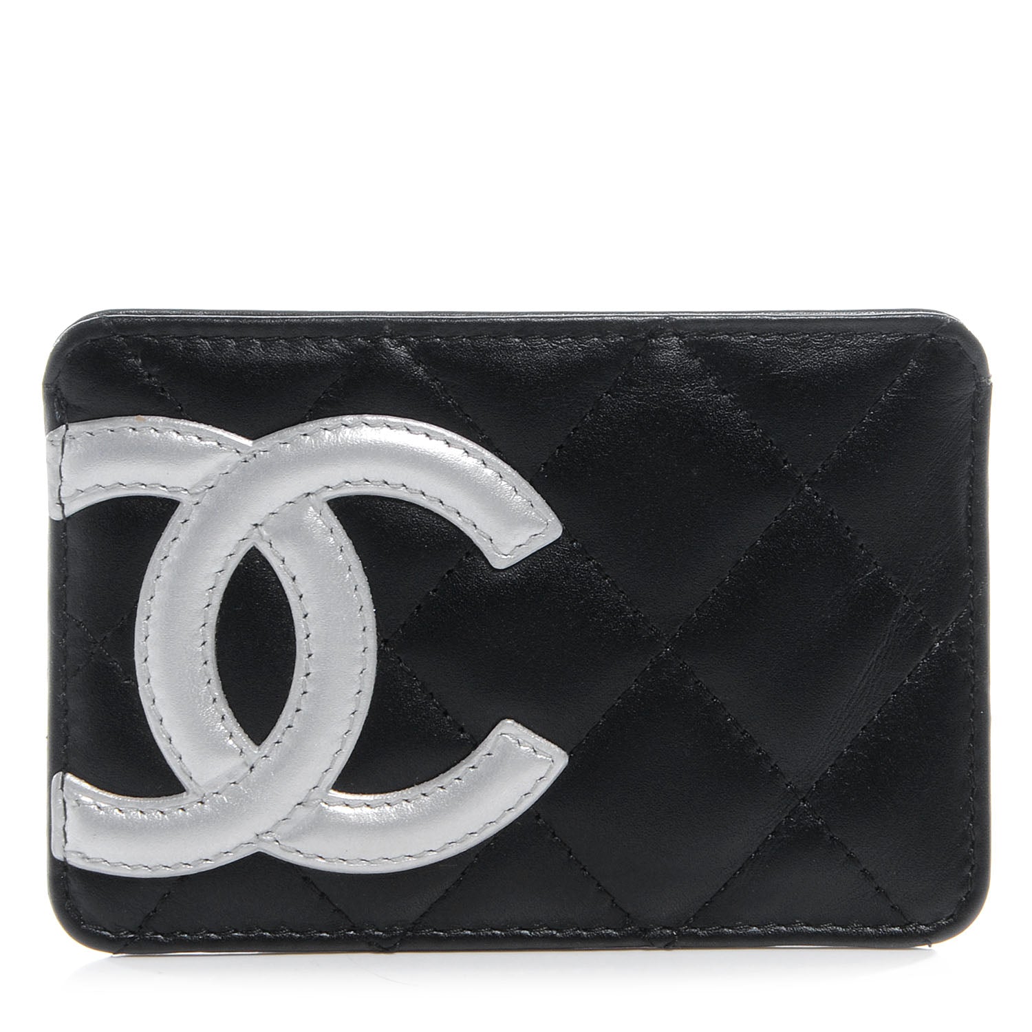 Chanel Calfskin Quilted Cambon Card Holder Black White 1 of 8