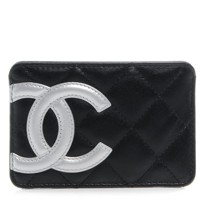 Chanel Calfskin Quilted Cambon Card Holder Black White 1 of 8