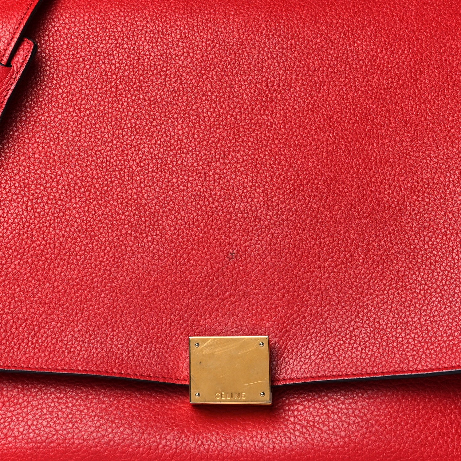 Celine Drummed Calfskin Suede Medium Trapeze Coquelicot 7 of 19