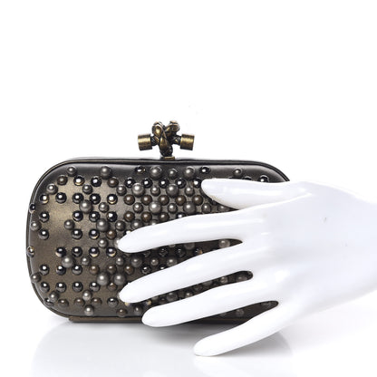 Bottega Veneta Nappa Pearl Embellished Knot Studded Clutch Gold 2 of 8