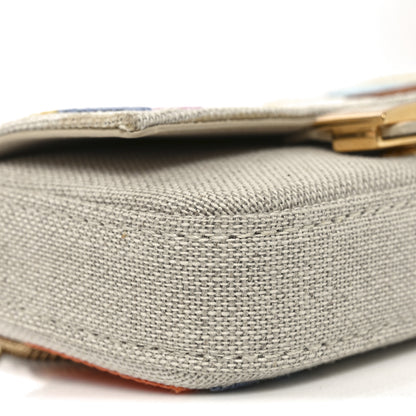 Fendi Canvas Vitello King FF Multicolor Embroidered Nano Baguette Charm Multicolor 12 of 16