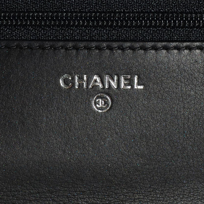 Chanel Calfskin Chevron Boy Wallet On Chain WOC Black 5 of 7