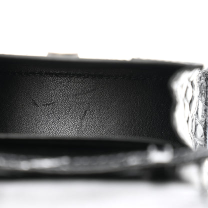 Balenciaga Shiny Calfskin Monochrome Crocodile Embossed Hourglass Top Handle Bag Mini Black 5 of 10