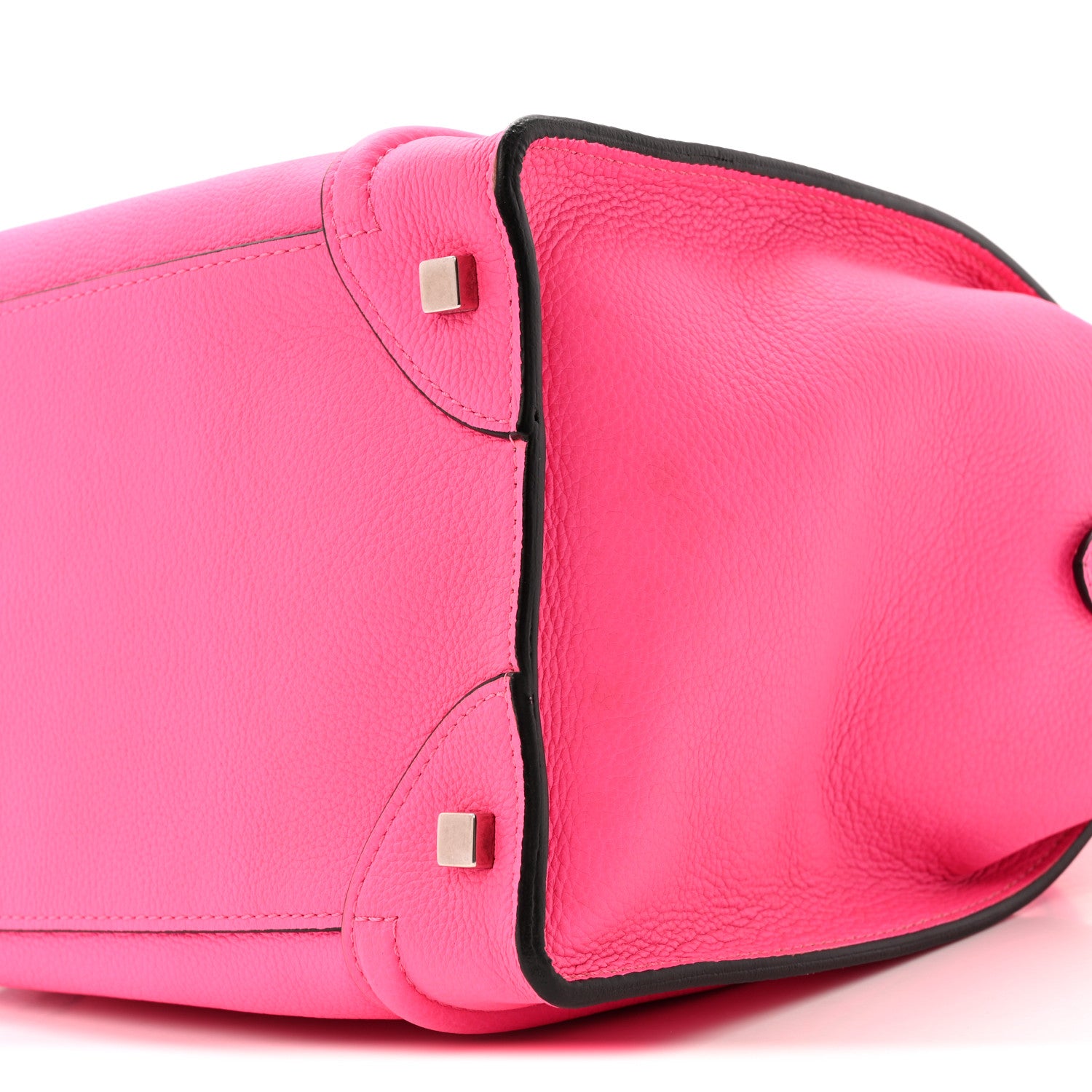 Celine Drummed Calfskin Mini Luggage Fluo Pink 9 of 13