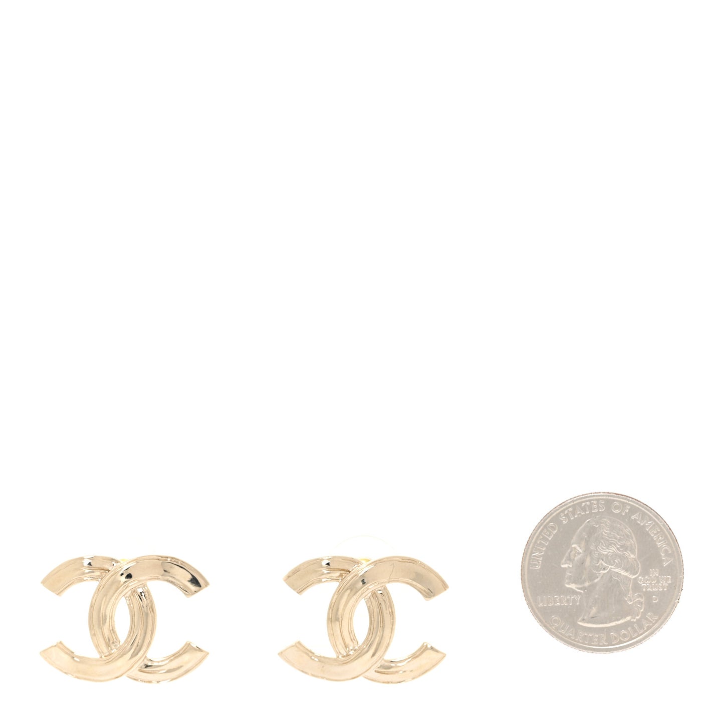 Metal CC Stud Earrings Gold