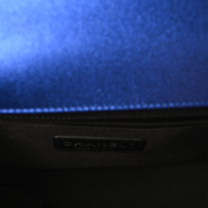 Chanel Metallic Patent Quilted New Medium Boy Flap Blue 5 of 10