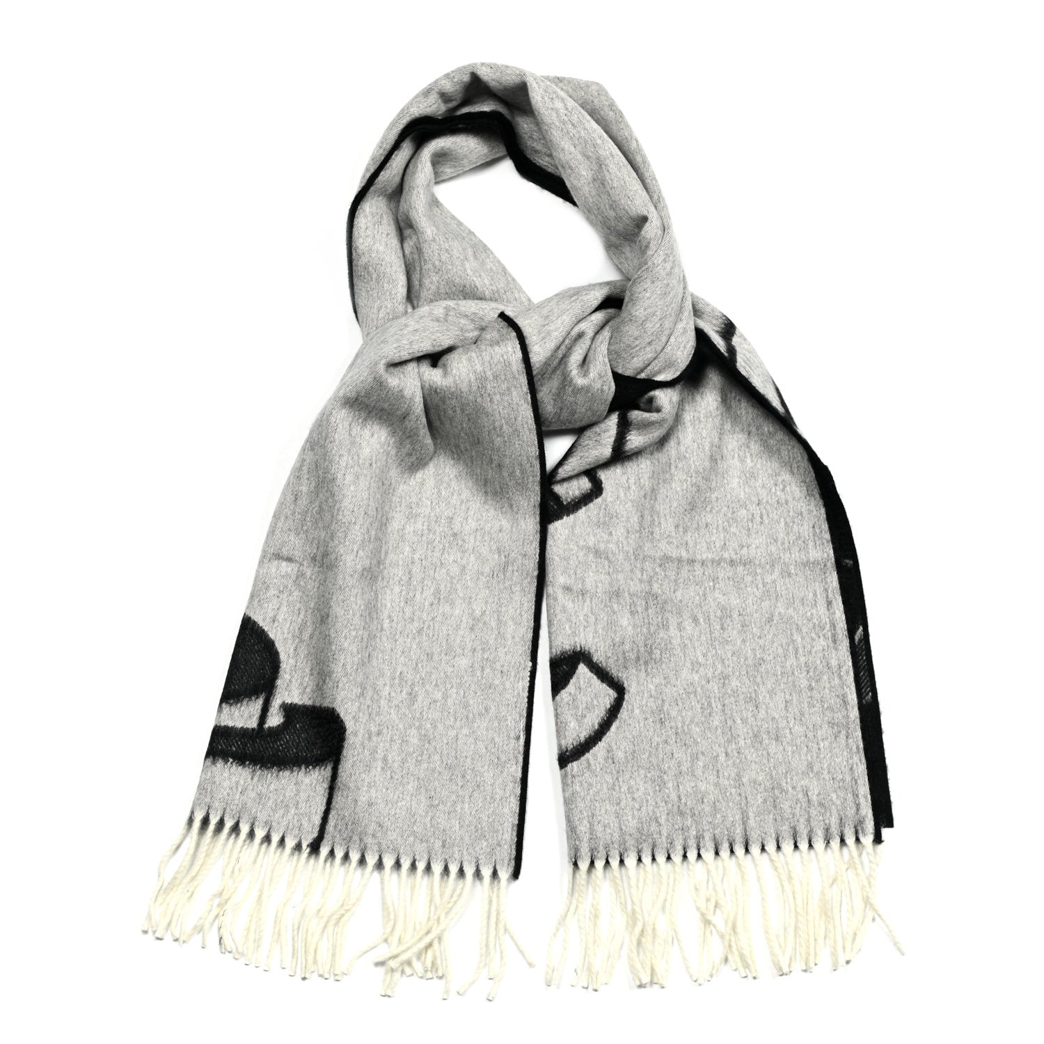 Chanel CC Fringe Stole Black White 1 of 4