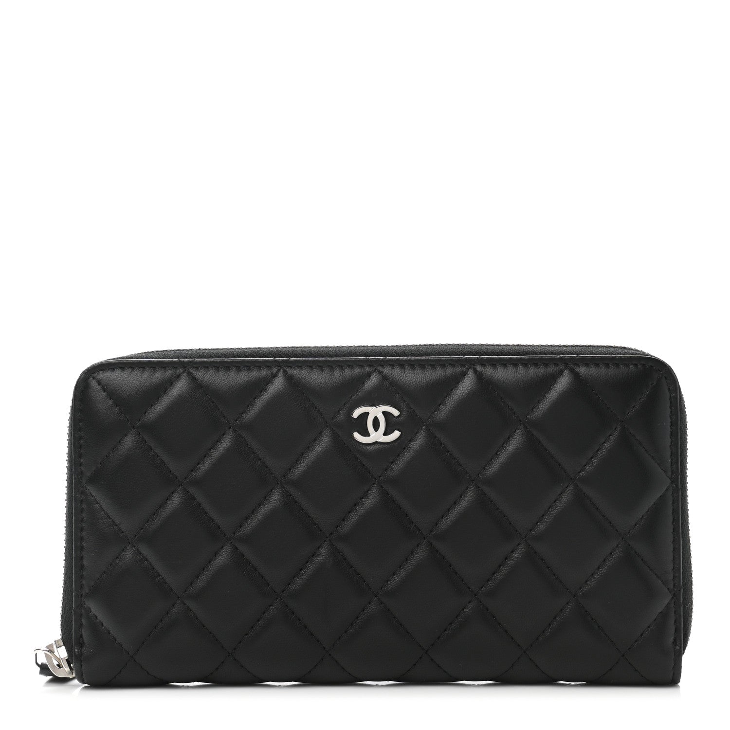 Chanel Lambskin Quilted Large Gusset Zip Around Wallet Black 1 of 9