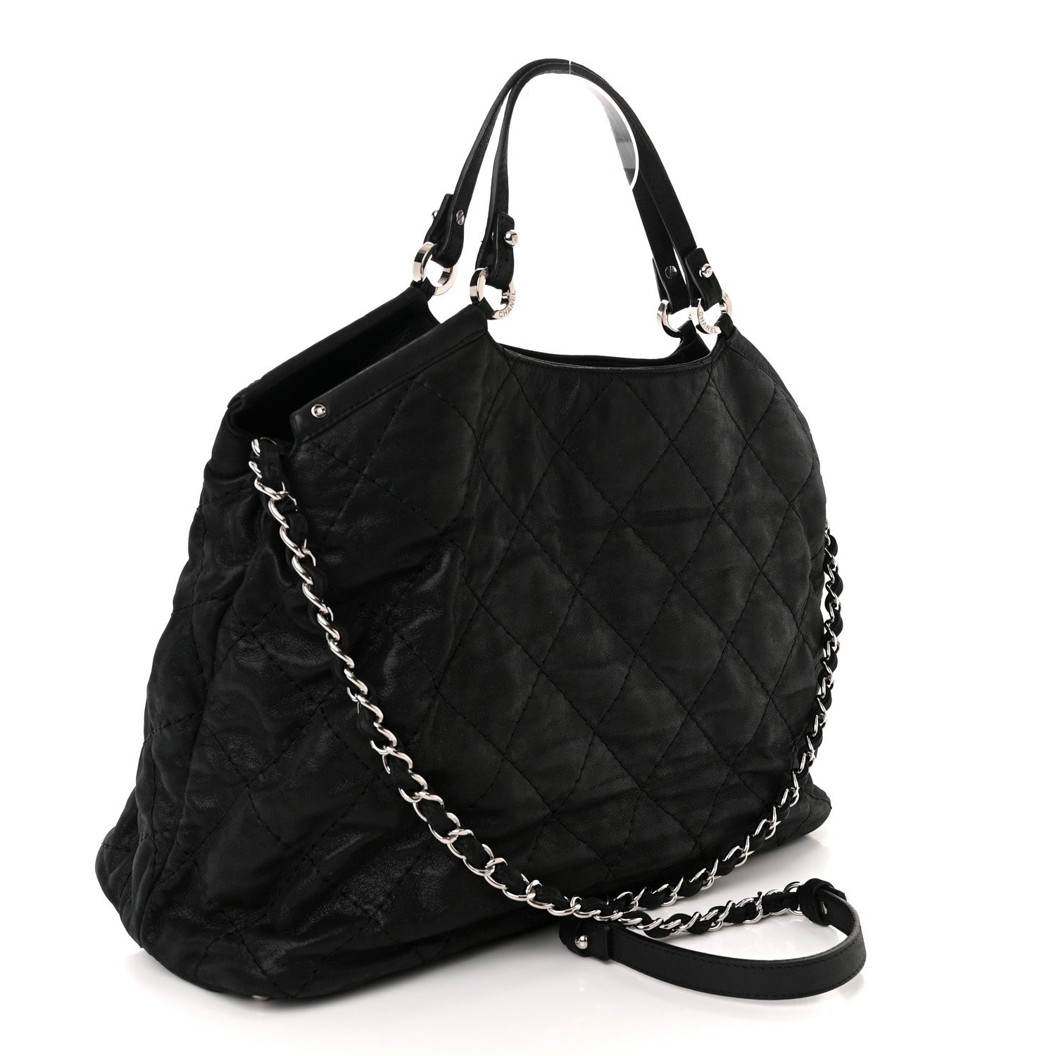 Chanel Iridescent Calfskin Stitched CC Shopping Tote Black 2 of 11