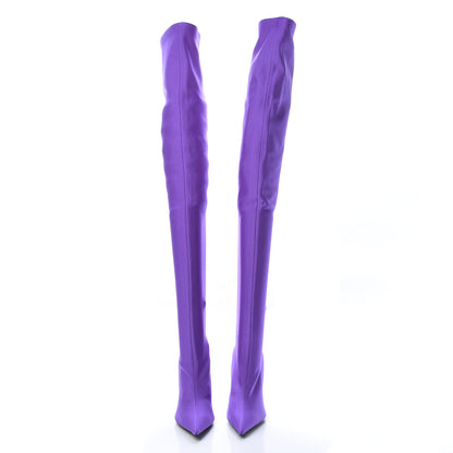 Balenciaga Spandex Pointed Toe Knife Thigh High Boots 36 Violet 2 of 7