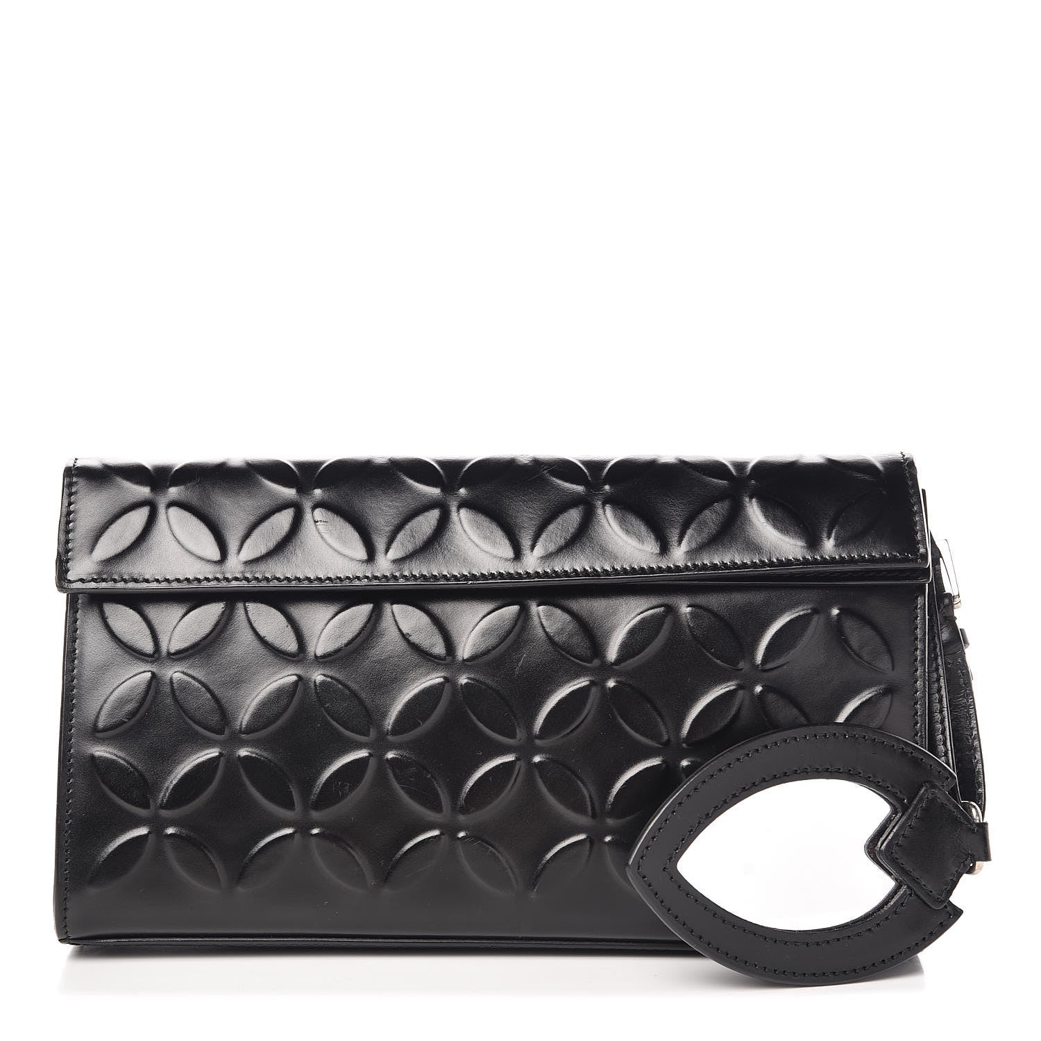 Alaia Calfskin Relief Grande Petale Pochette Clutch Black 1 of 9