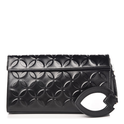 Alaia Calfskin Relief Grande Petale Pochette Clutch Black 1 of 9