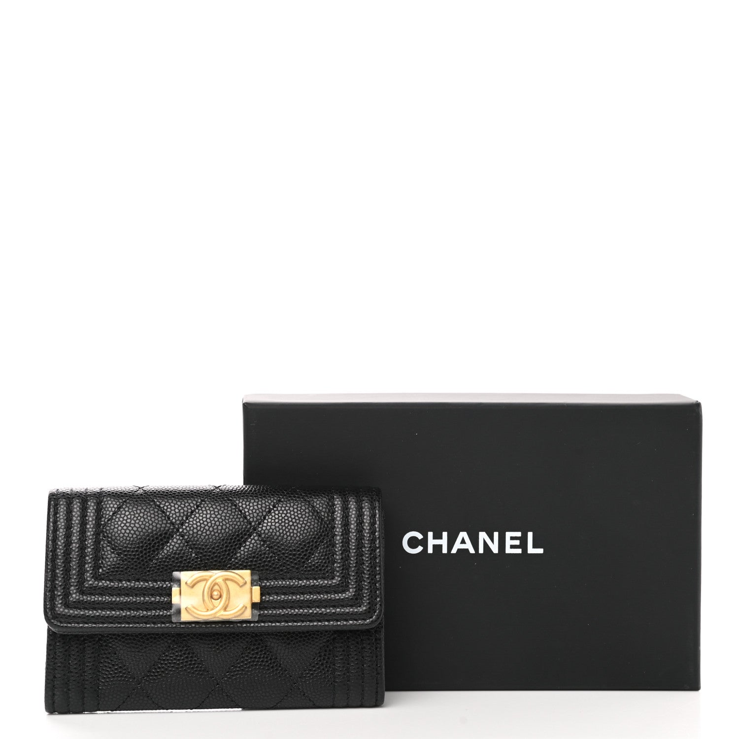 Chanel Caviar Quilted Boy Flap Card Holder Black 9 of 9