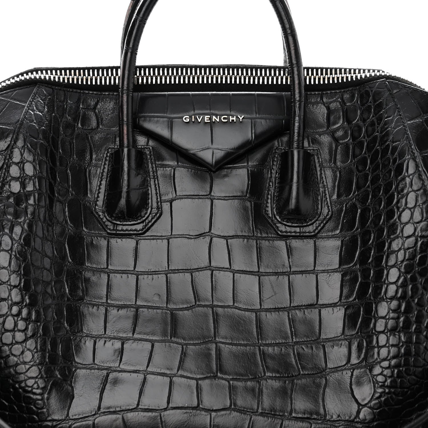Givenchy Calfskin Crocodile Embossed Large Antigona Black 8 of 17