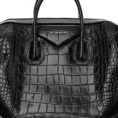 Givenchy Calfskin Crocodile Embossed Large Antigona Black 8 of 17