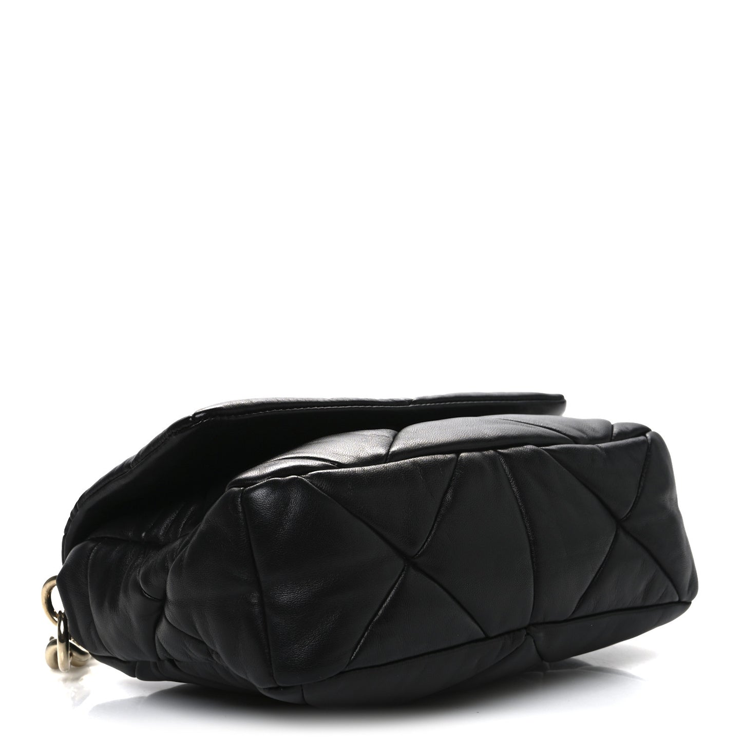 Nappa Re-Nylon Triangle Quilted Patchwork System Flap Shoulder Bag Black