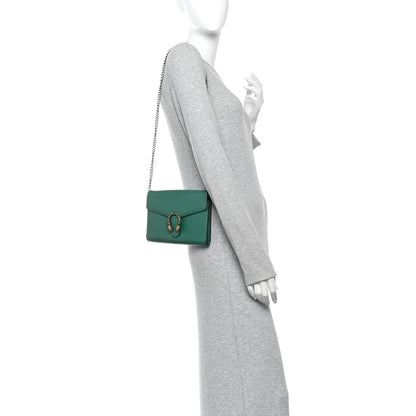 Gucci Calfskin Mini Dionysus Chain Wallet Emerald 2 of 10