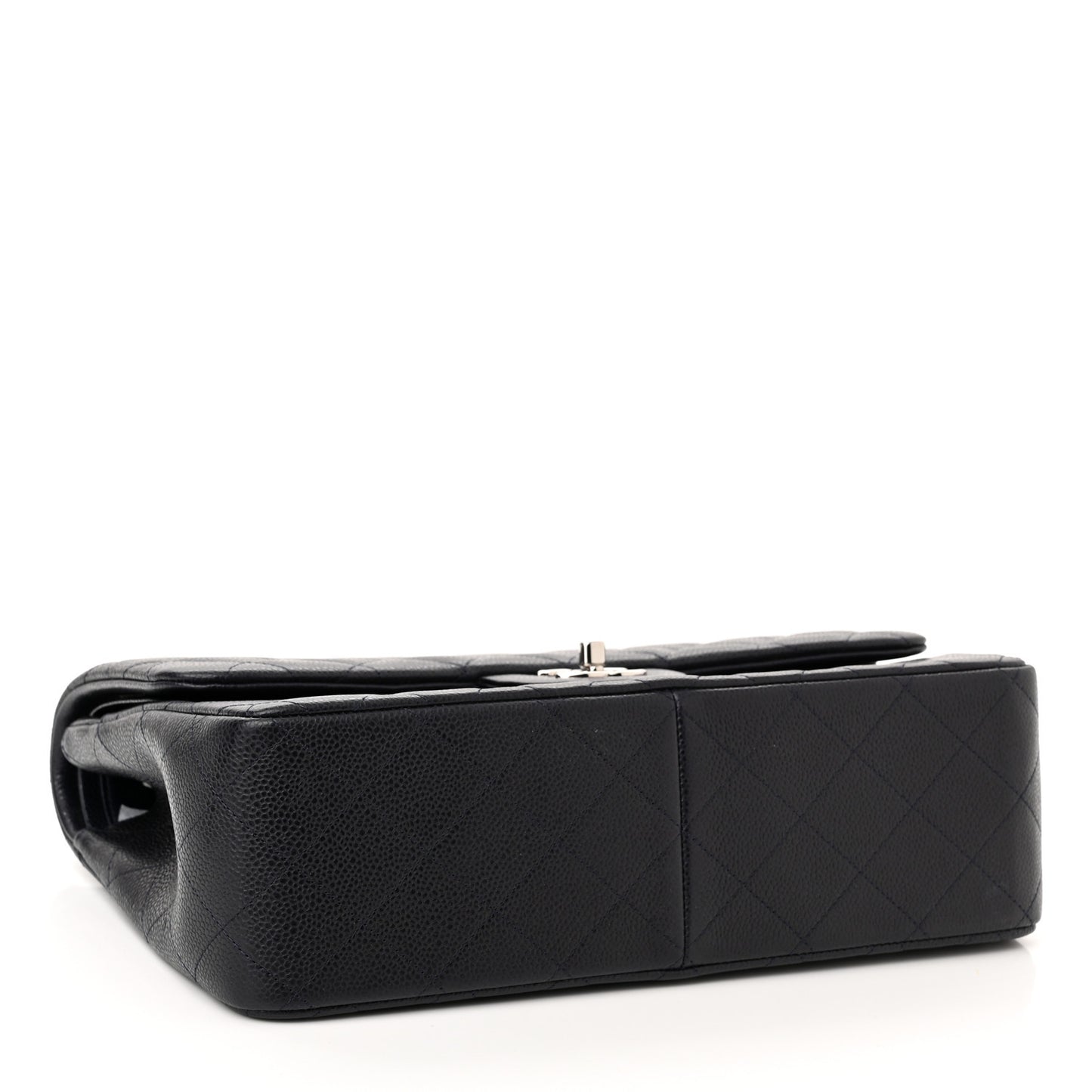 Caviar Quilted Jumbo Double Flap Navy Blue