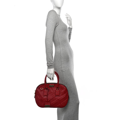 Burberry Heritage Grain Check Embossed Small Orchard Bowling Bag Military Red 2 of 13