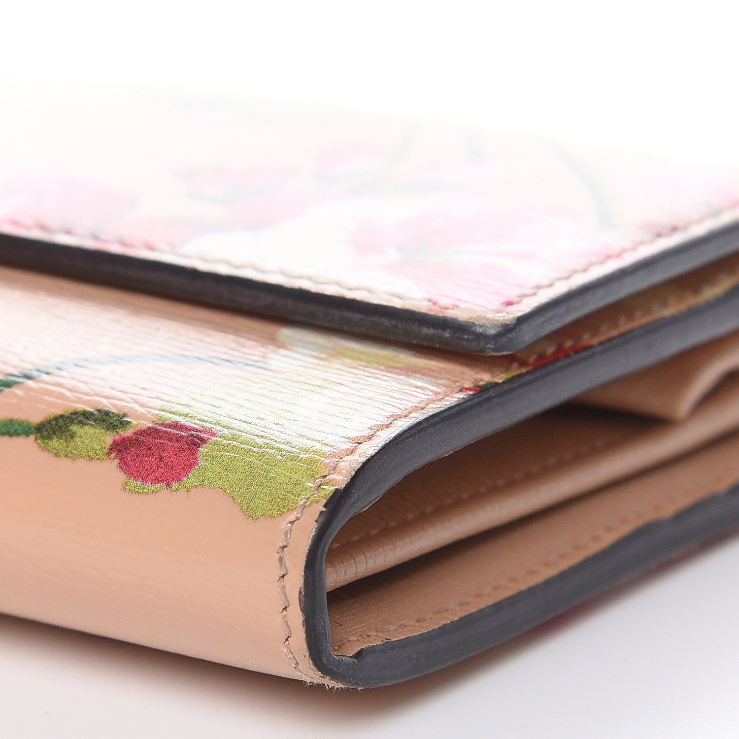 Gucci Calfskin Blooms Print Continental Wallet Pink Apricot Multicolor 9 of 12