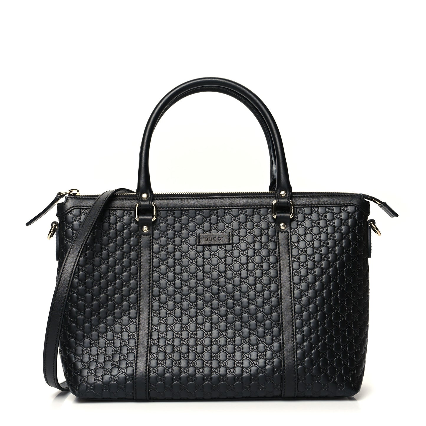 Soft Microguccissima Small Zippered Satchel Black