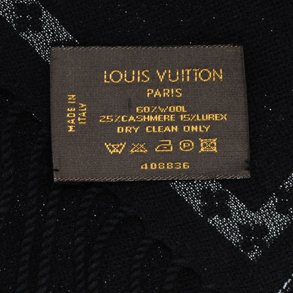 Louis Vuitton Wool Cashmere Lurex Monogram Scarf Black Silver 3 of 3