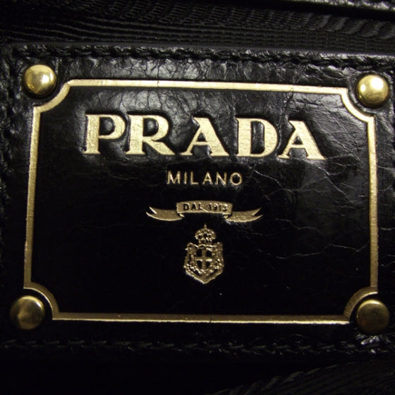 Vitello Shine Buckle Shoulder Bag Black