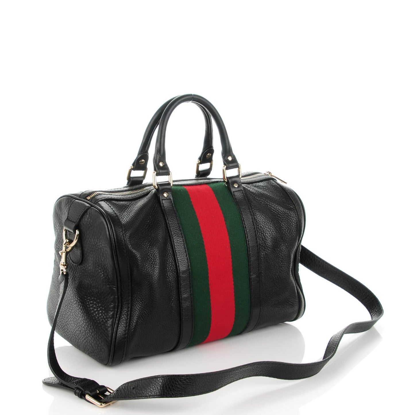 Calfskin Vintage Web Medium Boston Black