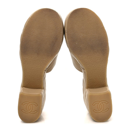 Chanel Lambskin Quilted CC Platform Mules 39 Beige 7 of 10