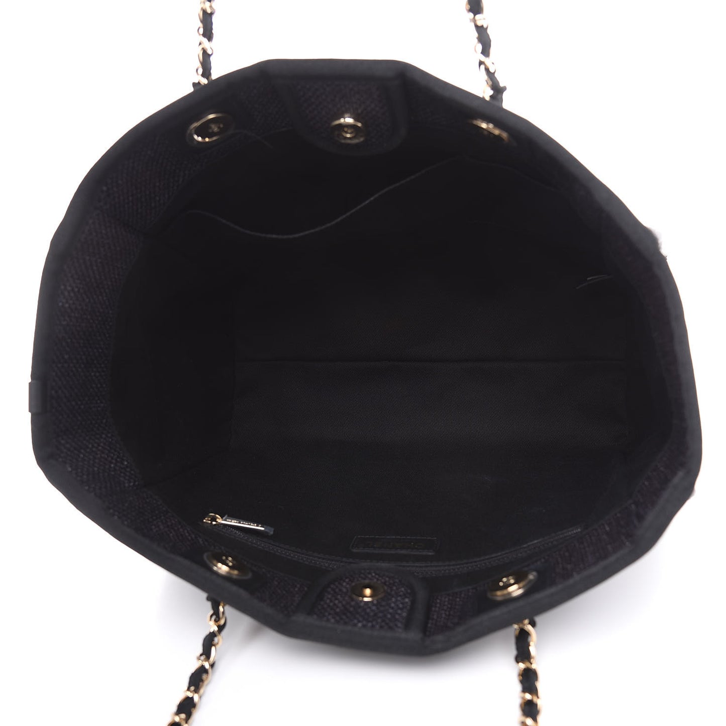 Woven Straw Raffia Small Deauville Tote Black