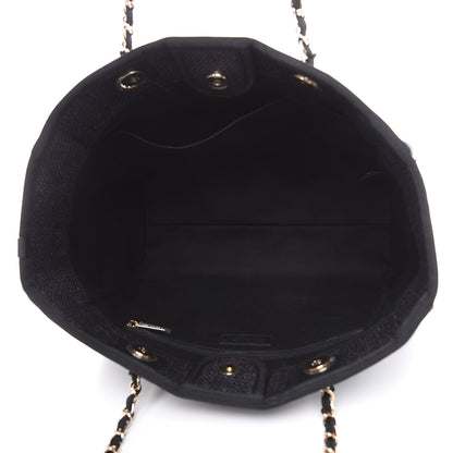 Chanel Woven Straw Raffia Small Deauville Tote Black 5 of 11