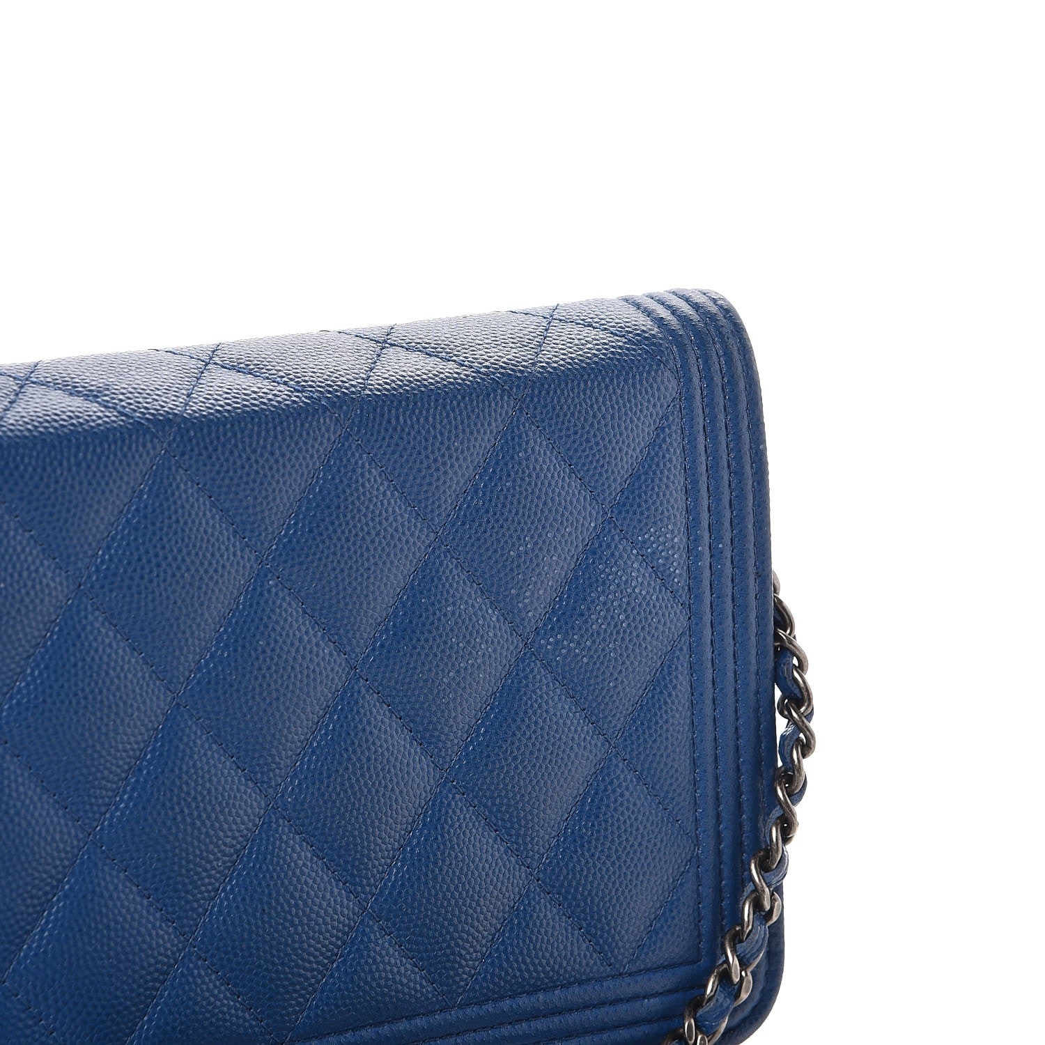 Chanel Caviar Quilted Boy Wallet On Chain WOC Blue 9 of 14