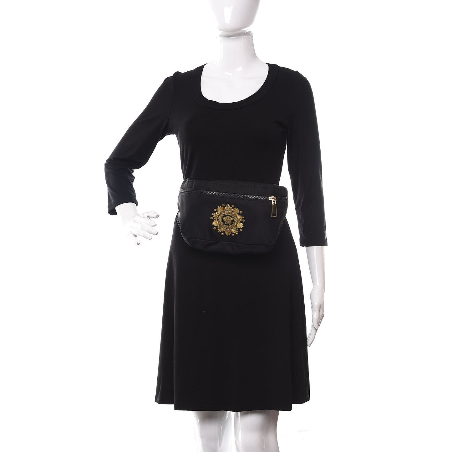Nylon Embroidered Belt Bag Black