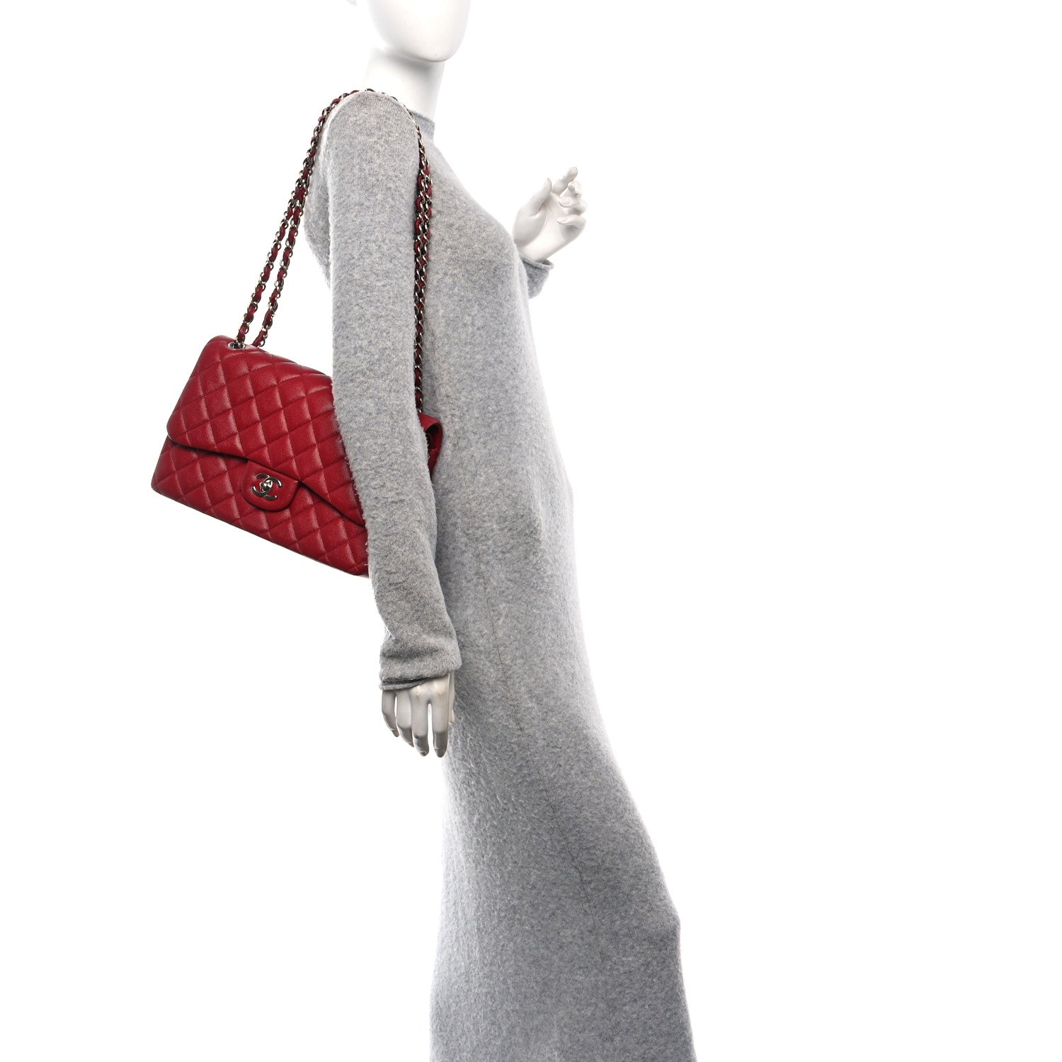 Chanel Caviar Quilted Jumbo Double Flap Dark Red 2 of 11