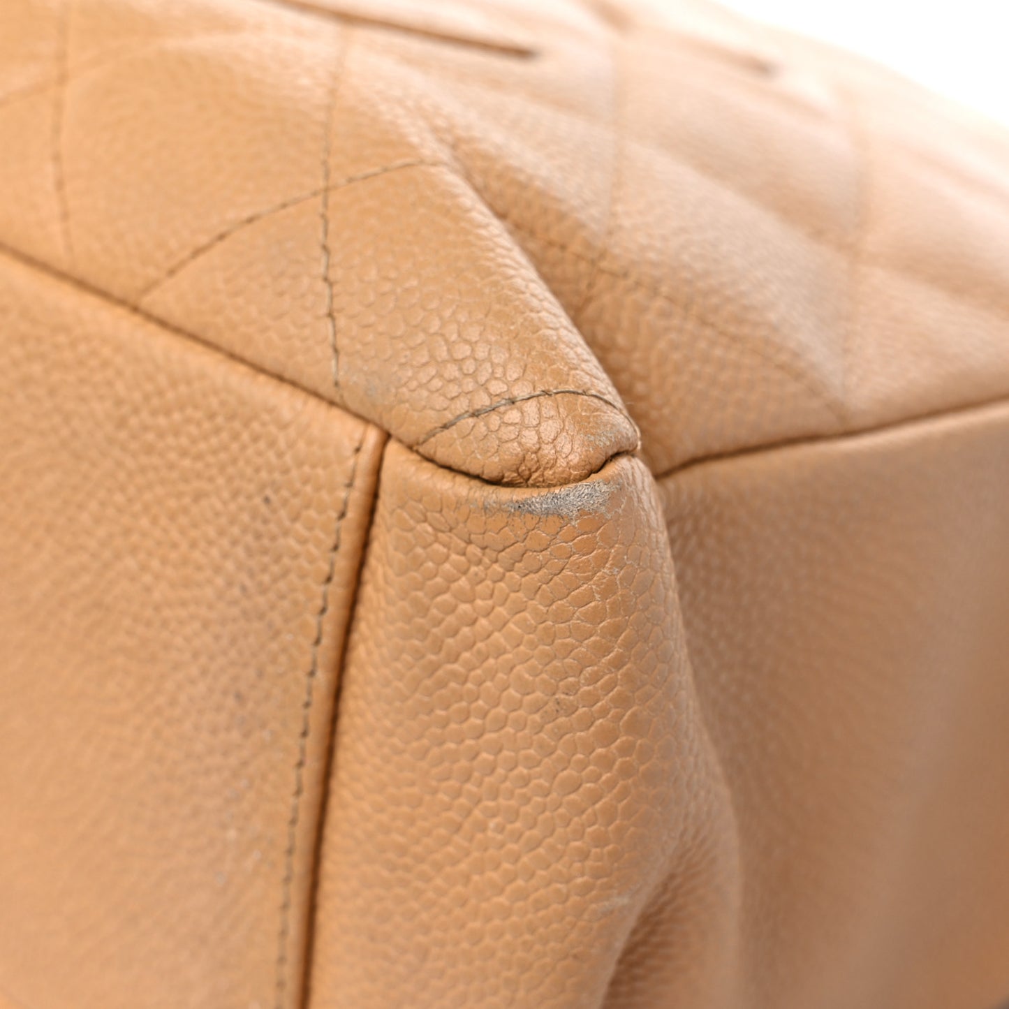Caviar Quilted Petit Shopping Tote PST Beige
