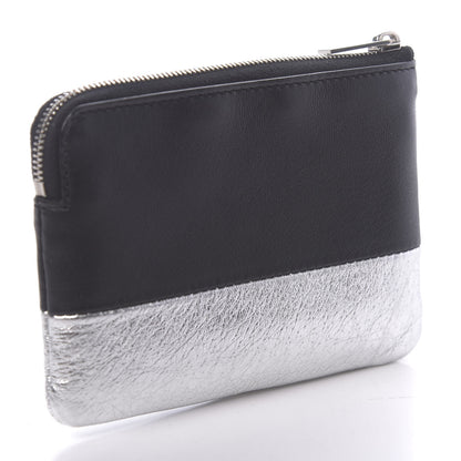 Celine Laminated Lambskin Bi-Color Solo Coin Card Case Black Silver 3 of 7