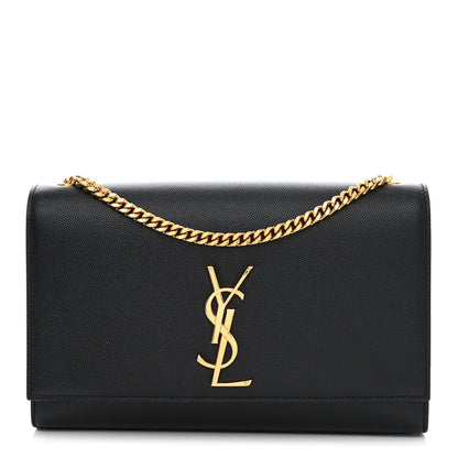 Saint Laurent Grain De Poudre Medium Classic Monogram Kate Satchel Black 1 of 10