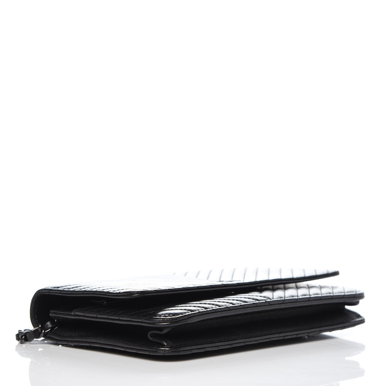 Chanel Lambskin Chevron Quilted Wallet On Chain WOC So Black 4 of 11