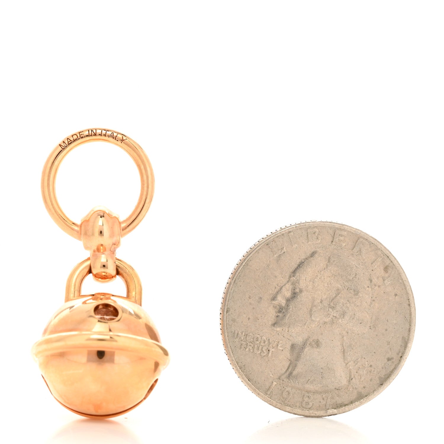 Hermes Rose Gold Plated Charms Grelot Twilly Ring 2 of 5