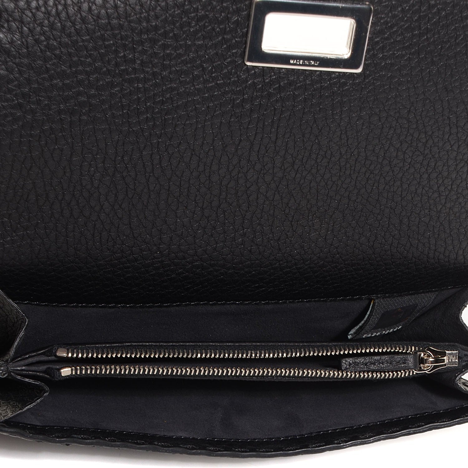Fendi Cuoio Romano Selleria Peekaboo Continental Wallet Black 7 of 10