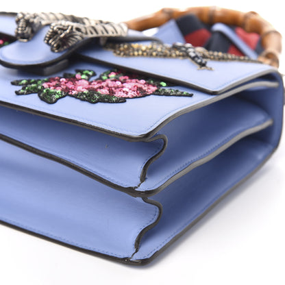 Gucci Calfskin Bamboo Web Embroidered Medium Dionysus Top Handle Bag Light Blue 9 of 12