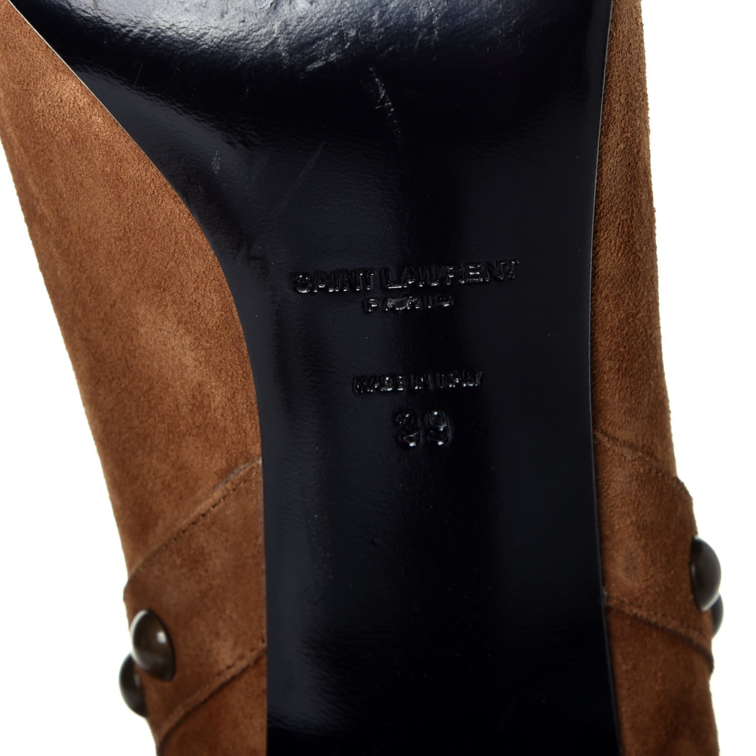 Saint Laurent Suede Otterproof Light Studded Grace 105 Boots 39 Fox Brown 6 of 8