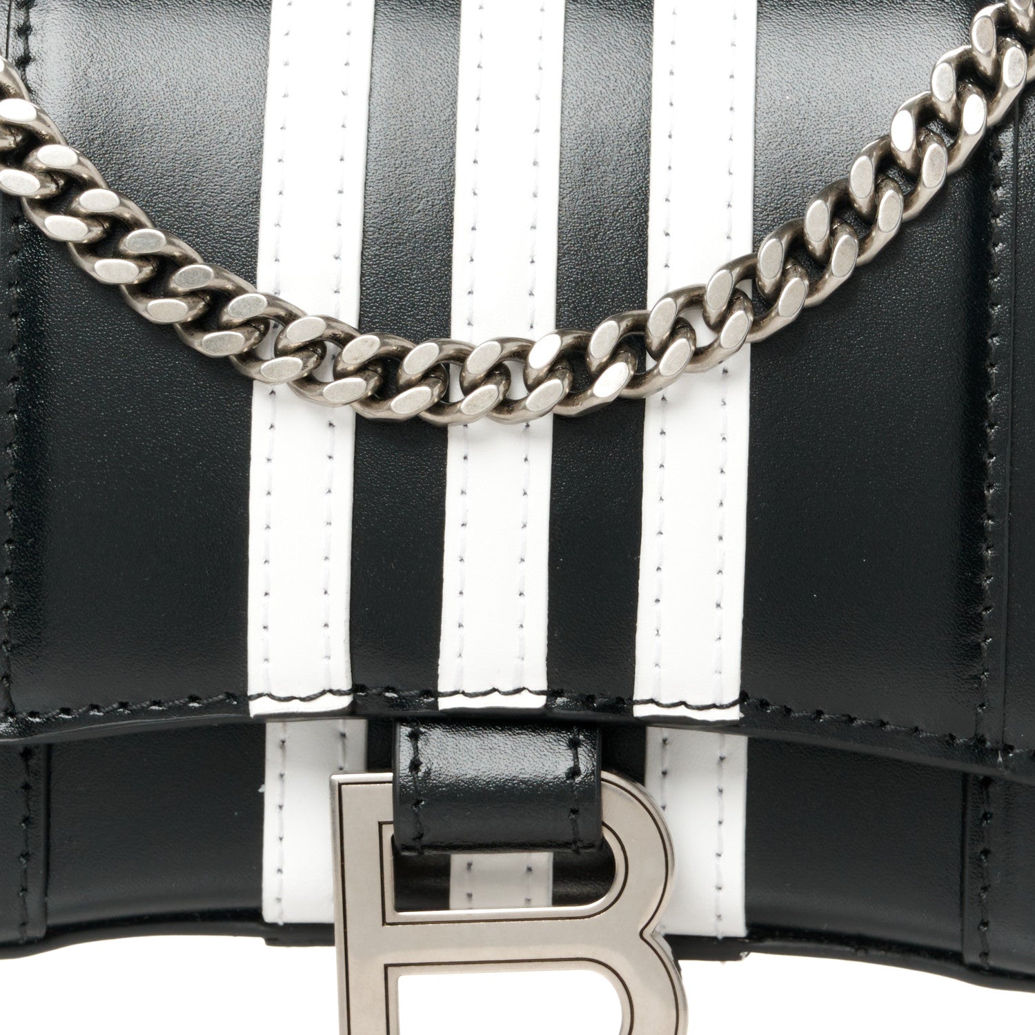 Balenciaga X ADIDAS Box Calfskin Hourglass Chain Bag Black 8 of 10