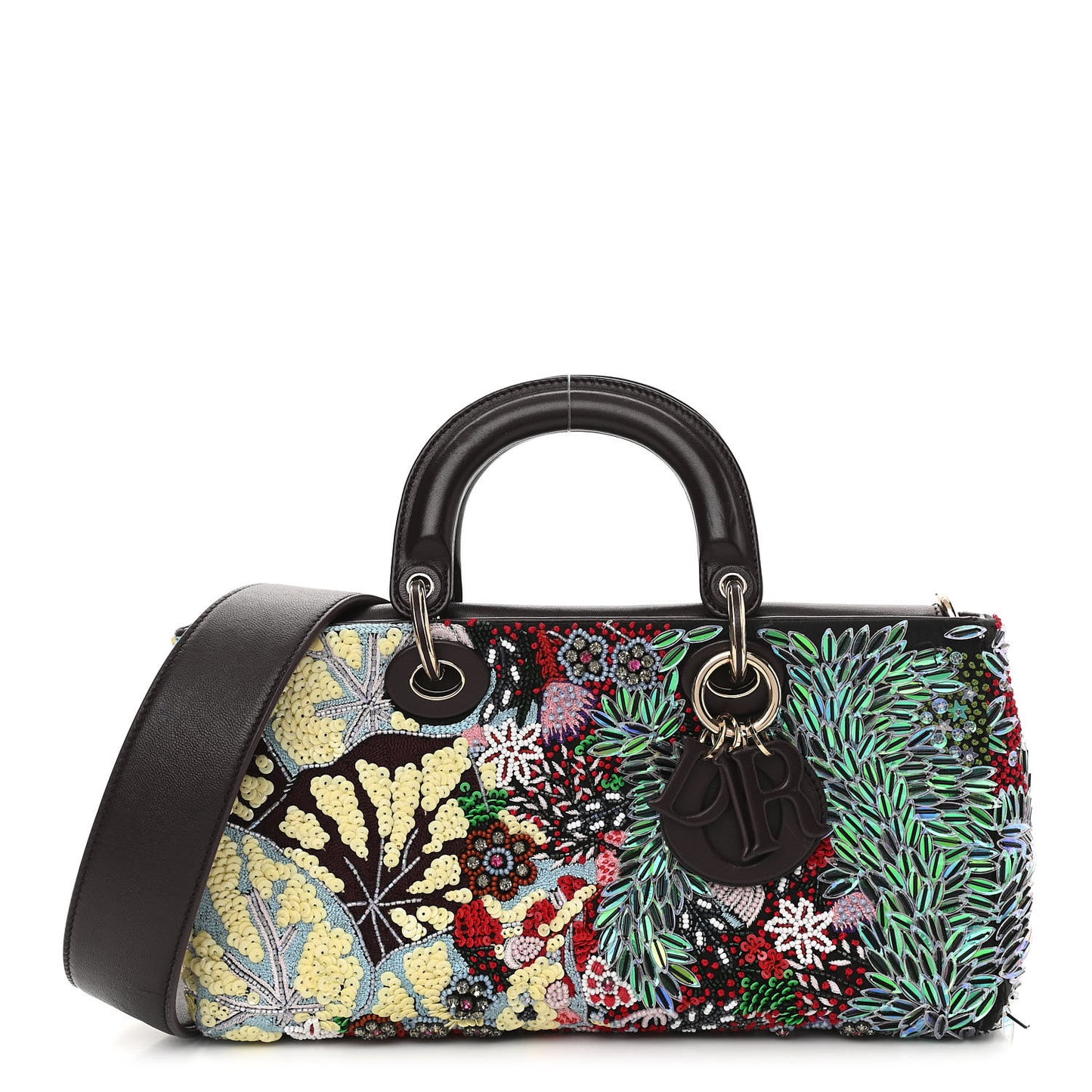 Calfskin Embroidered Sequin East West Lady Dior Multicolor